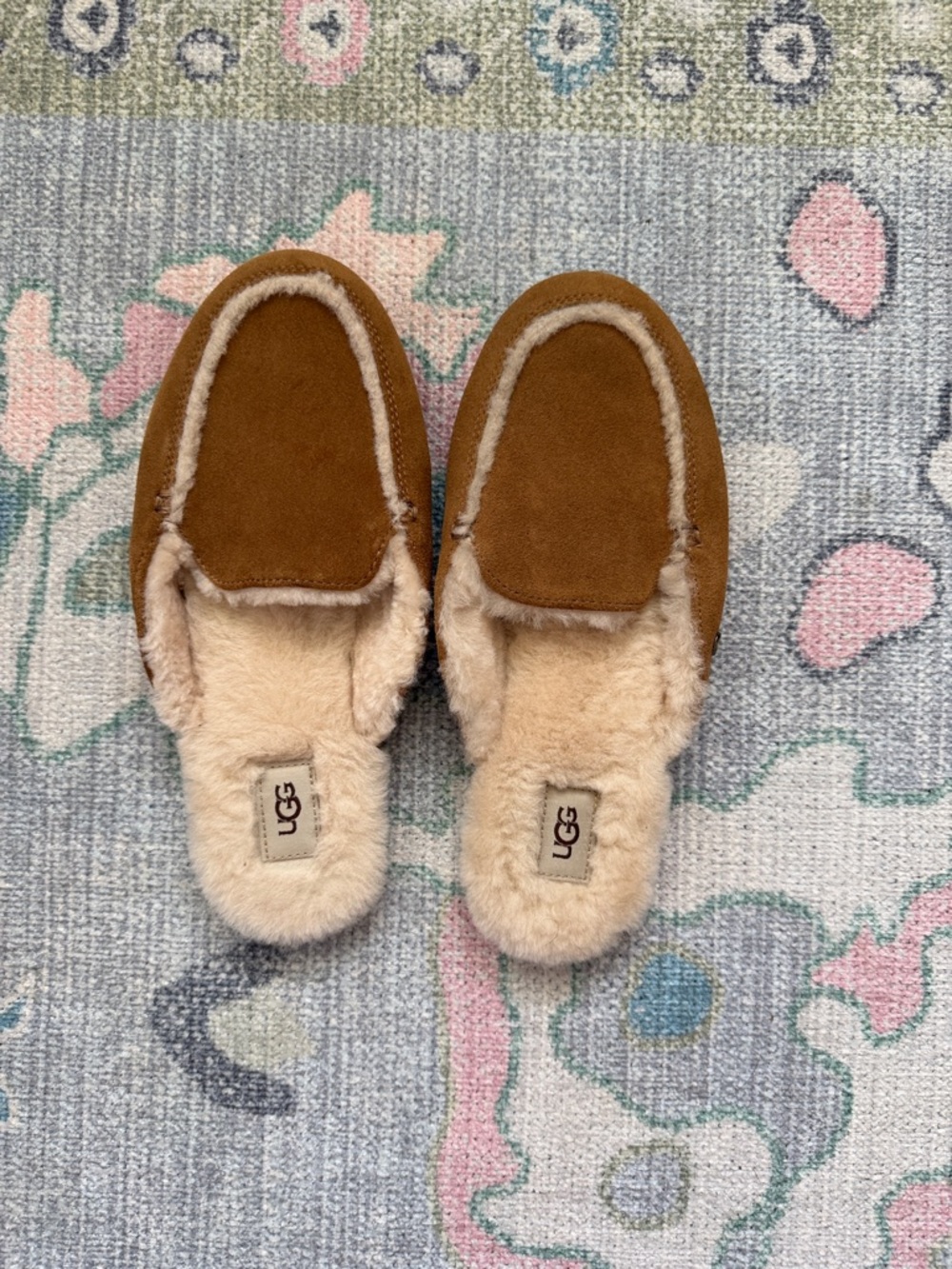 UGG Lane Chestnut Suede Shearling Backless Slippers